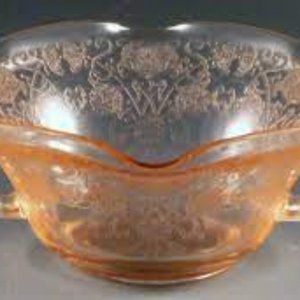 Vintage Florentine #1 Poppy Pink Depression Glass Cream Soup Bowl